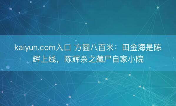 kaiyun.com入口 方圆八百米：田金海是陈辉上线，陈辉杀之藏尸自家小院