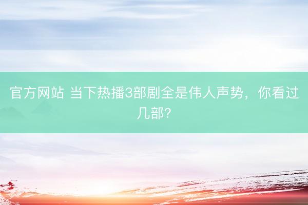 官方网站 当下热播3部剧全是伟人声势，你看过几部？