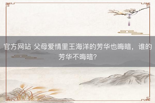 官方网站 父母爱情里王海洋的芳华也晦暗，谁的芳华不晦暗？