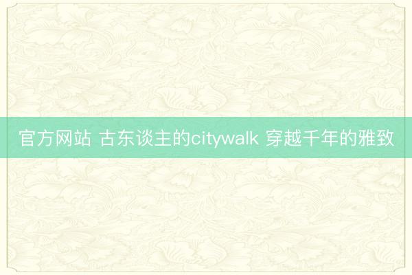 官方网站 古东谈主的citywalk 穿越千年的雅致